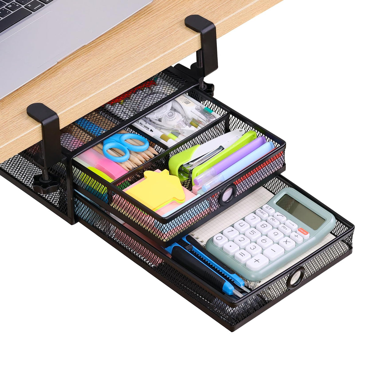 Under Desk Drawer, Clamp on Desk Organizer Slide Out Table - Image 1