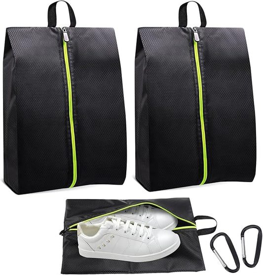 Roliwils 2 Pack Smell Proof Shoe Cleat Bag with Reinforced Handle | Odor-resistant Cleat Bag with Carabiner | Travel Shoe Organizer for Men | Baseball Soccer Footwear Storage