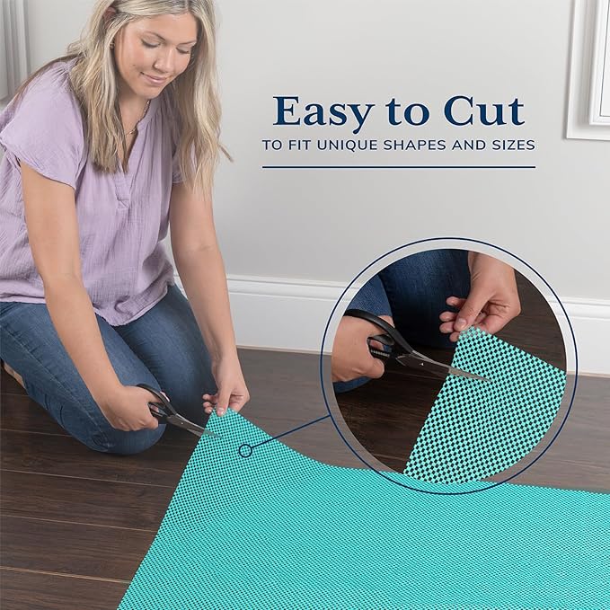Veken 3x5 Ft Rug Pad Gripper for Hardwood Floors, Non Slip Cyan Rug Pads for Area Rugs, Thick Rug Grippers for Tile Floors, Under Carpet Anti Skid Mat, Keep Your Rugs Safe and in Place