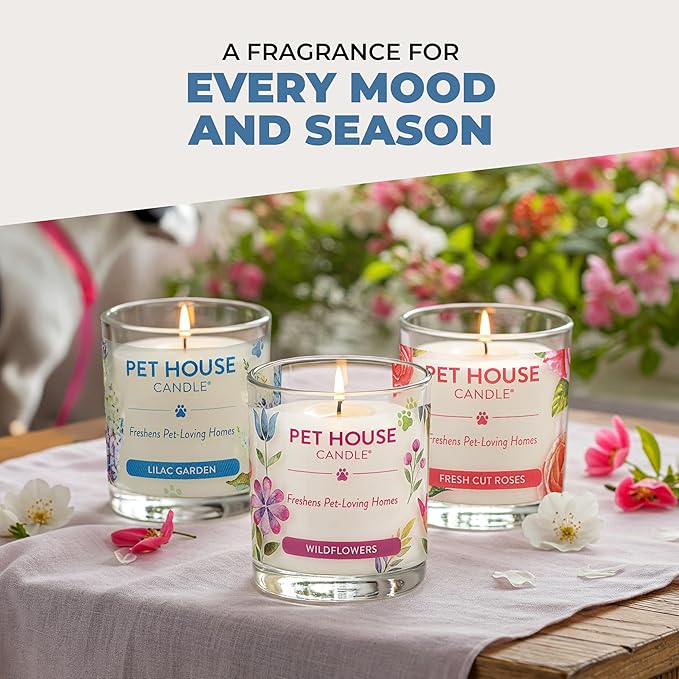 Pet House Candles, Clean Burning, Long Lasting Pet Odor Candles, Plant-Based, 60 Hour Burn Time - Tropical Fruit, 9 oz, 2 Pack