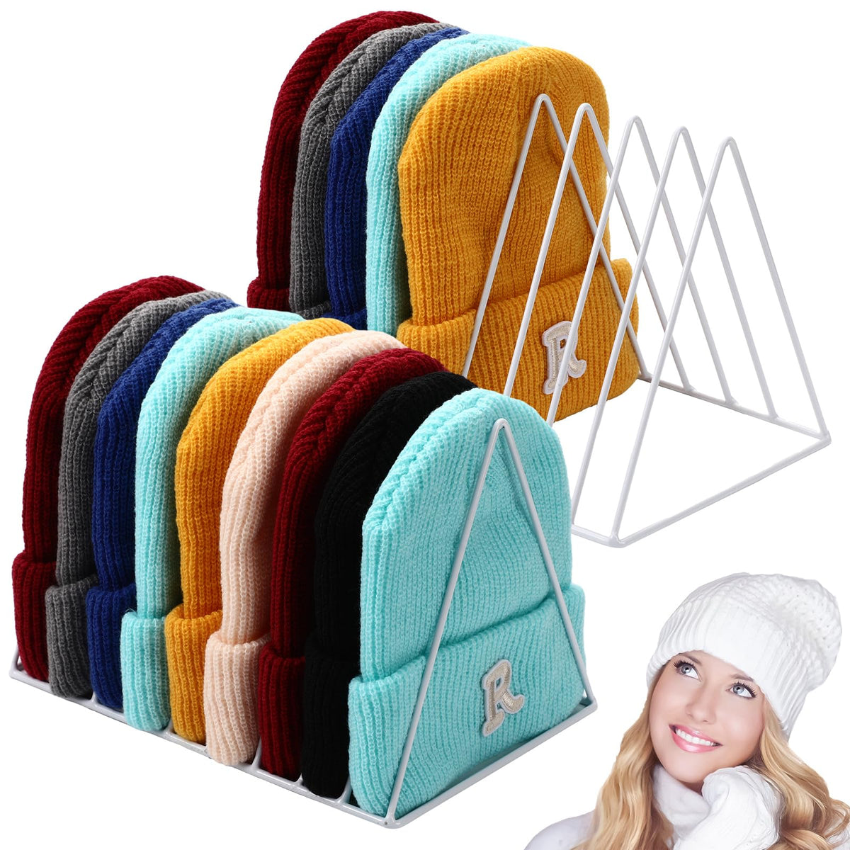 2 Pcs Beanie Organizer Holder Metal Hat Storage Display - Image 1