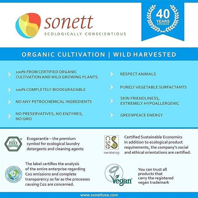 Sonett Organic Multi-Surface and Glass Cleaner Spray Liquid 17 fl oz (6 Count)