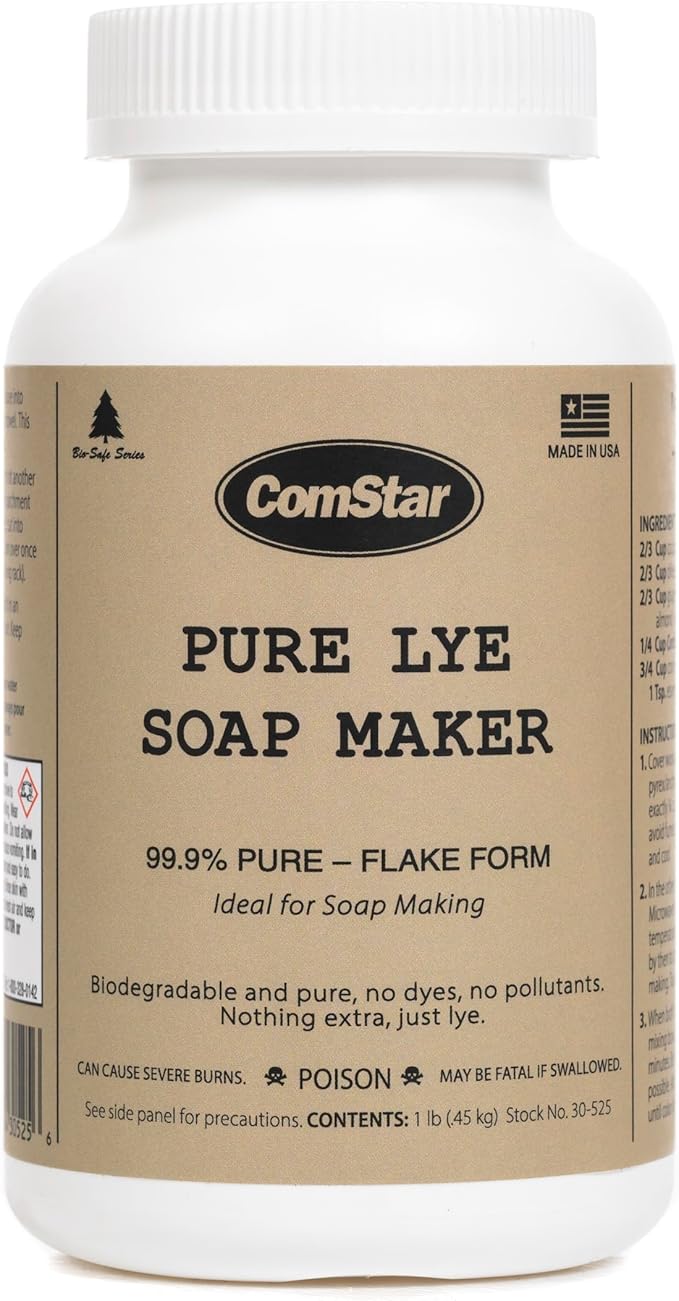 ComStar Pure Lye | 1 Pounds, 99% Pure Sodium Hydroxide Beads | Eco-Friendly, Industrial Strength, Drain Opener | Safe on Fixtures | Static-Free, Unique Beads for Soap Making (30-525)