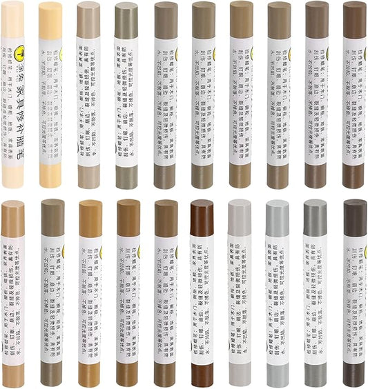 uxcell Furniture Repair Wax Crayons Kit, 20Pcs - Wood Filler Stick, Touch Up Furniture Markers - for Scratches Holes Tables Desks Wooden Floor Laminate Covers, Technology Wood Series