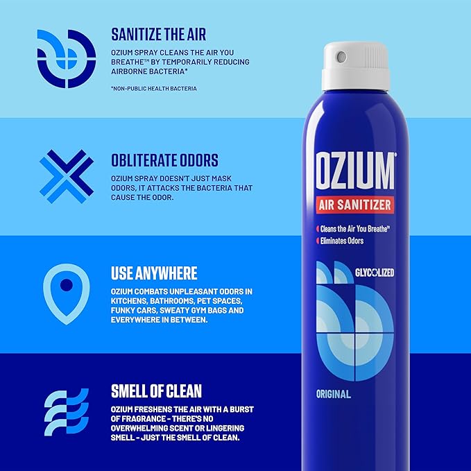Ozium 8 Oz. Air Sanitizer & Odor Eliminator for Homes, Cars, Offices and More, Original Scent, Pack of 2