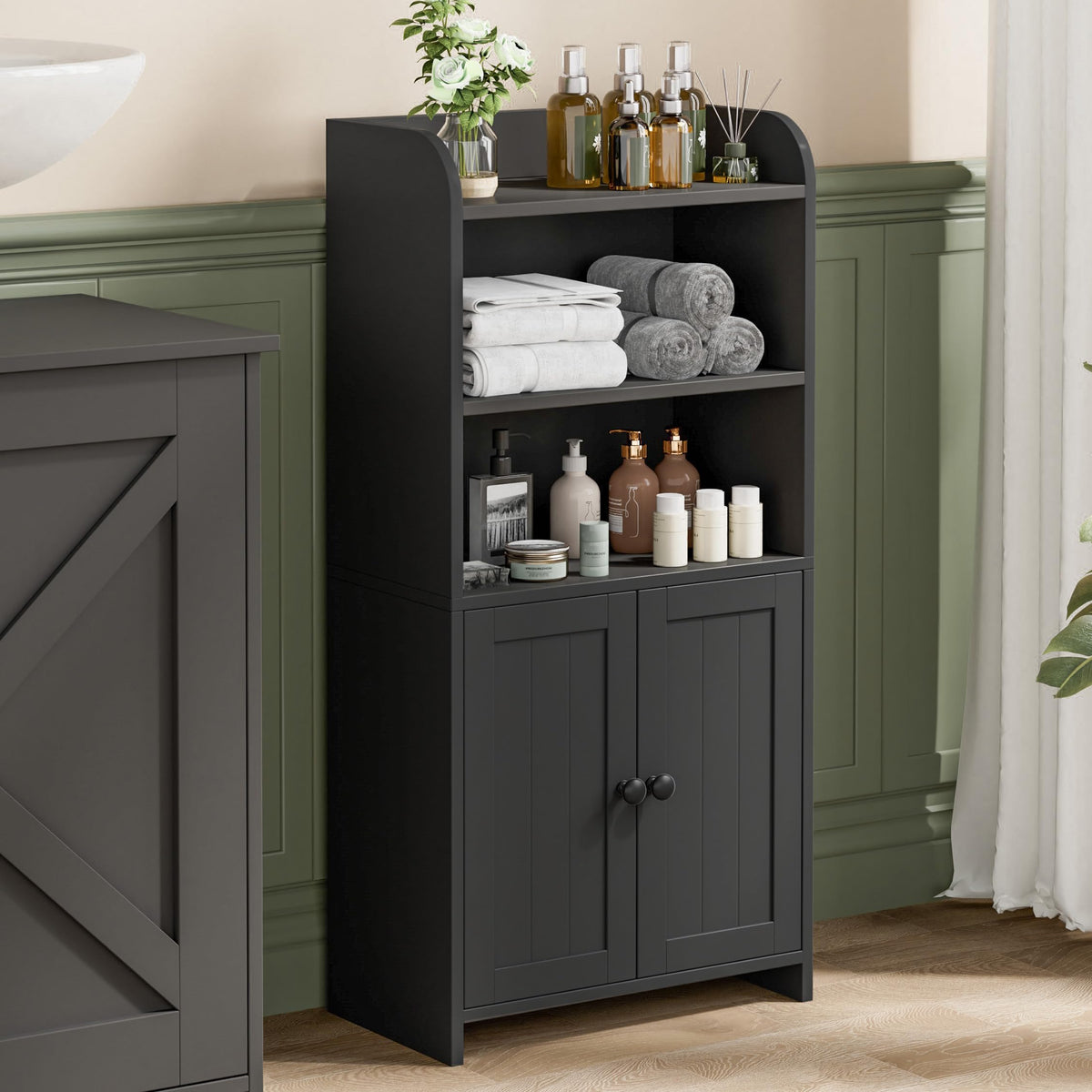 Small Bathroom Storage Cabinet, Bathroom Floor Cabinet, 14.6" W - Image 1