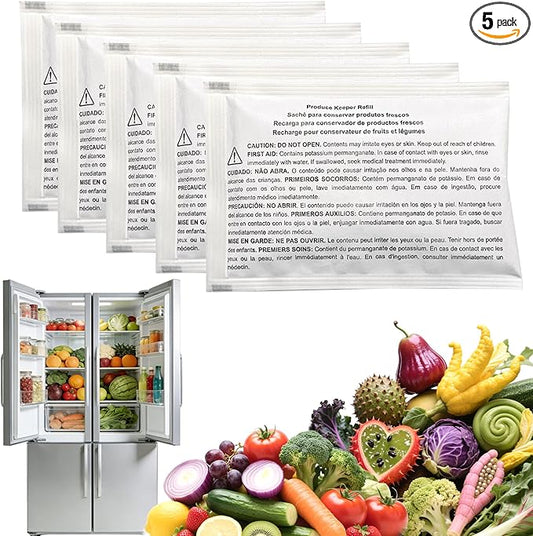 xcivi 5-Pack Produce Saver Refills Compatible with Frigidaire Pure Air Produce Keeper FRPAPKRF2PK FRPAPKRF, Fits Crisp Seal Fresh System Crisper Drawers, Refrigerator Produce Preserver Replacements