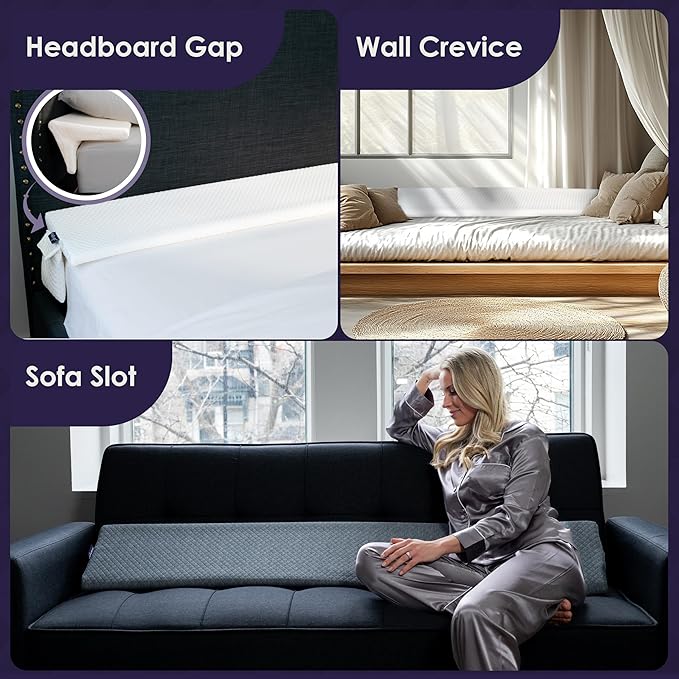 Bed Wedge Pillow for Headboard Gap Up to 7", Triangle Gap Filler for Bed, Mattress Wedge Gap Filler, Headboard Space Filler, Corner Pillow, White King 76"