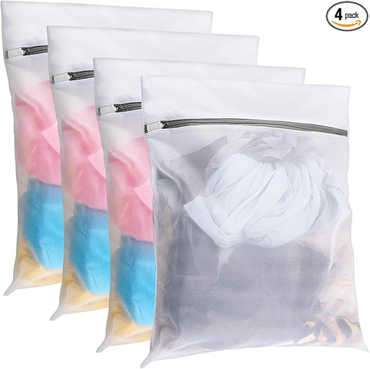 4 Pack Mesh Laundry Bags for Delicates, Laundry Bags Mesh Wash Bags (4x Large), Lingerie Bags for Washing Delicates, Garment Bag for Washing Machine