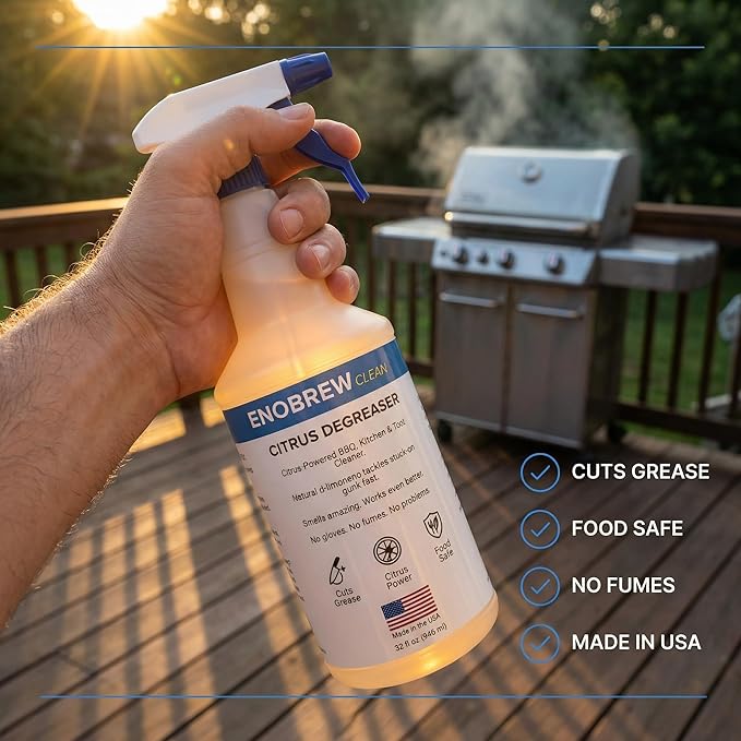 Citrus Degreaser and Kitchen Grease Cleaner, Heavy Duty Natural Citrus Formula for BBQ Grills, Stovetops, Cabinets, Autos and Outdoor Surfaces, Fast Acting Best Kitchen Degreaser (32 oz)