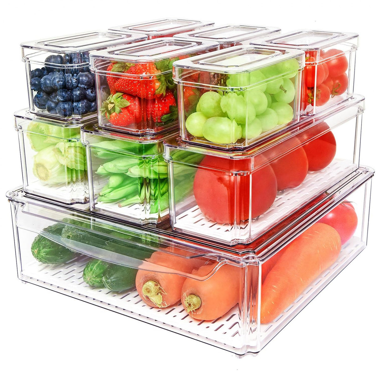 POMEAT 10 Pack Clear Fridge Organizers and Storage with Lids - Image 2