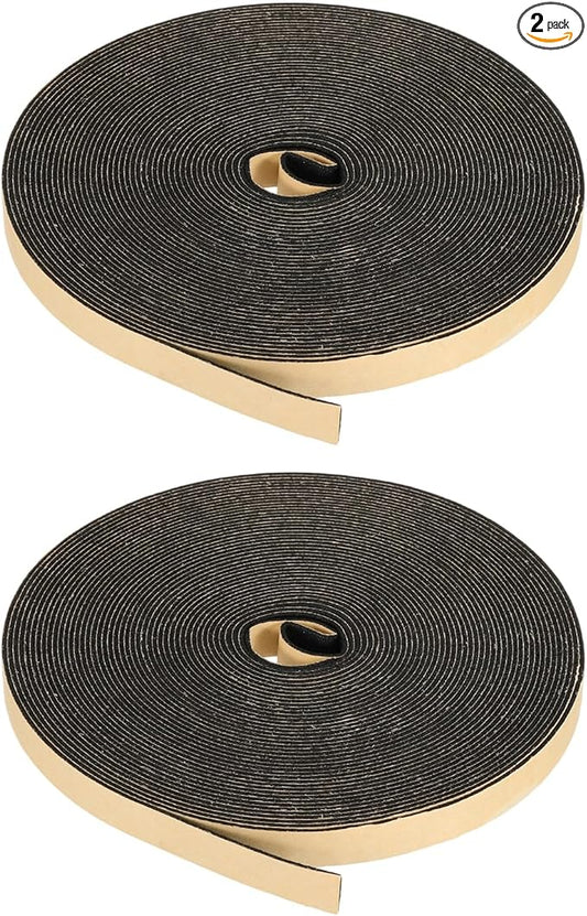 PATIKIL Foam Insulation Tape, 2Pcs 1/2" W x 1/16" t x 32.8FT Self Adhesive Weather Stripping Door Seal Strip for Door Window Air Conditioning, Black