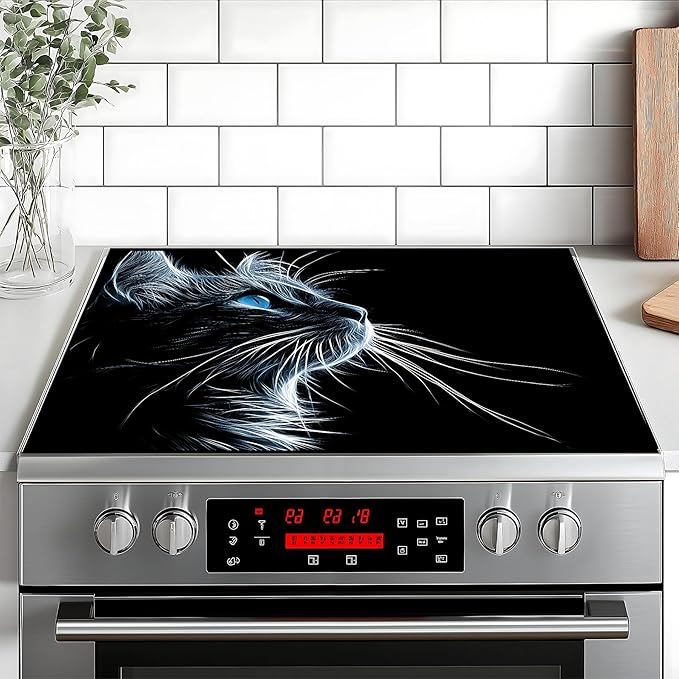 Stove Top Cover for Home Decoration Kitchen Pad Washable Cooktop Covers Countertop Stove Protector Mat for Home Kitchen Cooktops (cat, 28"x20")