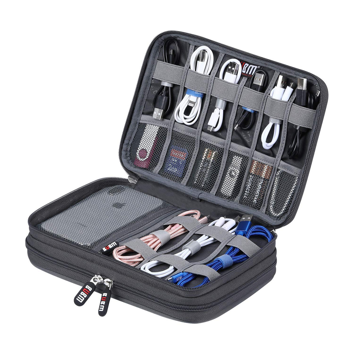 Electronic Cable Organizer Bag - Portable Travel Double Layers - Image 1