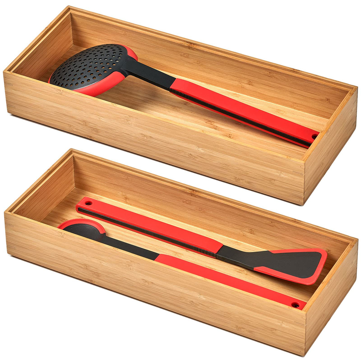 Umilife Bamboo Kitchen Drawer Organizer Boxes with Anti-Skid - Image 1