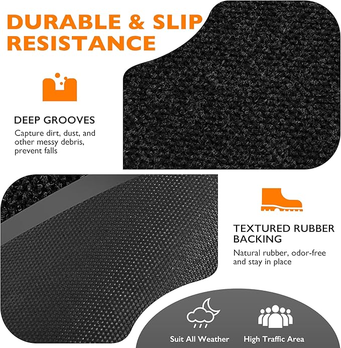 Custom Size Extra Large Front Door Mat, 4FT x 59FT Indoor Outdoor Entrance Commercial Floor Mat, Heavy Duty Dirt Trapper Doormat for Entryway Welcome Mat, Low Profile, Non-Slip, Waterproof