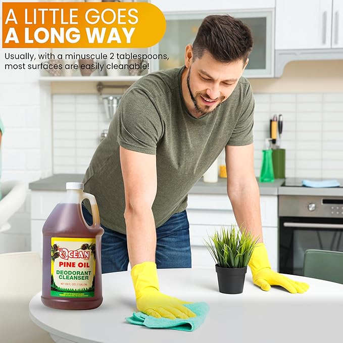 Ocean Pine Oil Cleaner Concentrate, 65% Pine Oil Deodorizer, All-Purpose Household Cleaner for Floors, Kitchen, Bathroom, Laundry, Grease & Odor Removal (2, 128 fl oz)