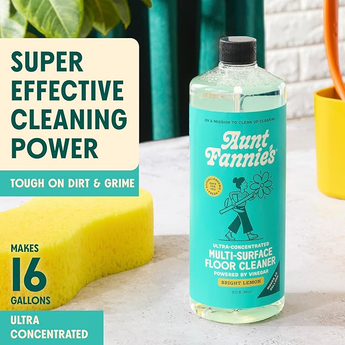 Aunt Fannie's Bundle: Floor Cleaner Vinegar Wash (Bright Lemon) + Vinegar Cleaning Wipes (Bright Lemon)