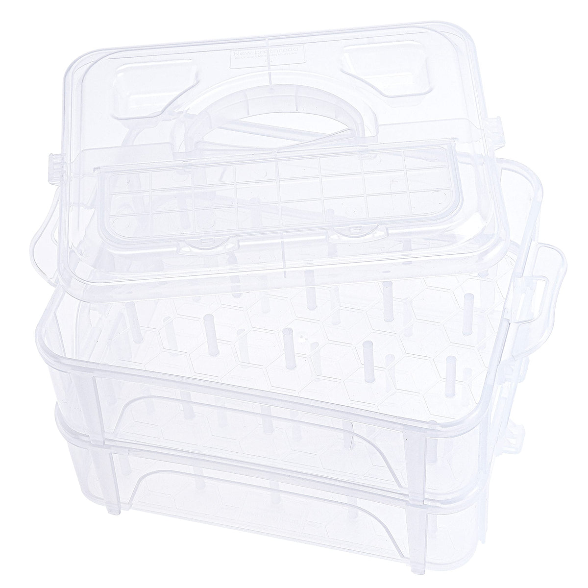 New brothread 2 Layer Stackable Clear Storage Box Organizer - Image 1
