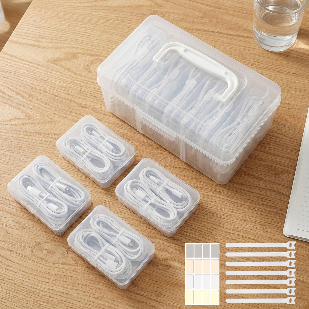 Portable Cord Organizer Box with Handle, 7 Clear Cab | All Products - Image 1