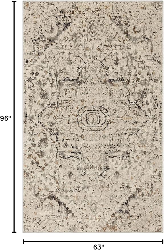 Mohawk Home Invati Traditional Floral Ornamental Cream 5' 3" x 8' Area Rug Perfect for Living Room, Dining Room, Office
