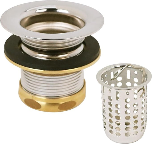 Westbrass A218-05 Junior Bar and Laundry Sink Drain Assembly with Removable Strainer Basket, Polished Nickel