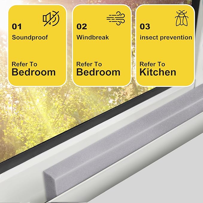 moonoom 2 Pcs Foam Air Conditioner Weatherseal Tape-2''x1''x6.5ft Air Conditioner Foam Tape-Non-Adhesive Foam Seal Strip with Glue Point for Air Conditioner Door Window Seal