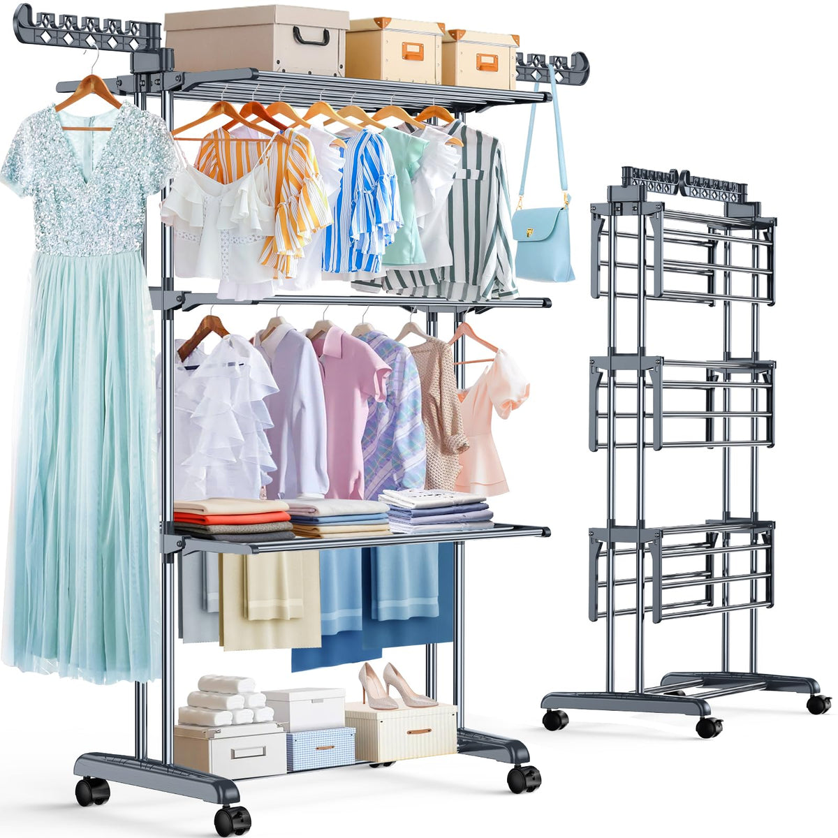 Upgraded 4-Tier Clothes Drying Rack, Drying Rack Clothing - Image 1
