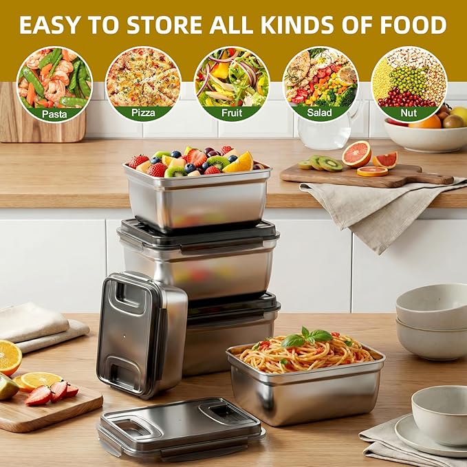 food prep stainless steel containers, turkey container, freezer safe, oven safe, suitable for open flame and induction stove, ideal for pickling kimchi （15000ML/529OZ）