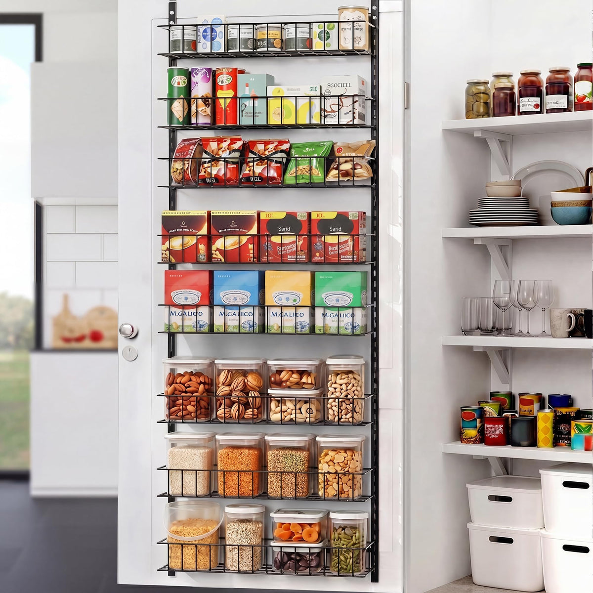 ElegantArray 8-Tier Pantry Door Organizer, Hanging Storage Basket - Image 1