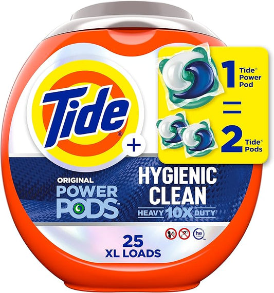 Tide Hygienic Clean Power PODS Laundry Detergent Pacs, Original Scent, 25 Count, Removes Visible and Invisible Dirt