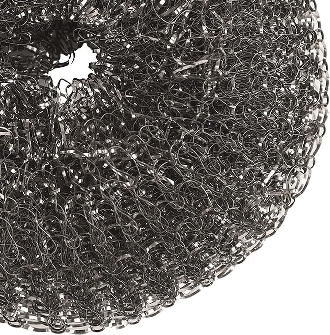 Heavy-Duty Stainless Steel Wool Barbecue Grill Cleaning Scrubber Pads, Replacement Steel Wool Brush Head for Grill Brush, 4 Pack