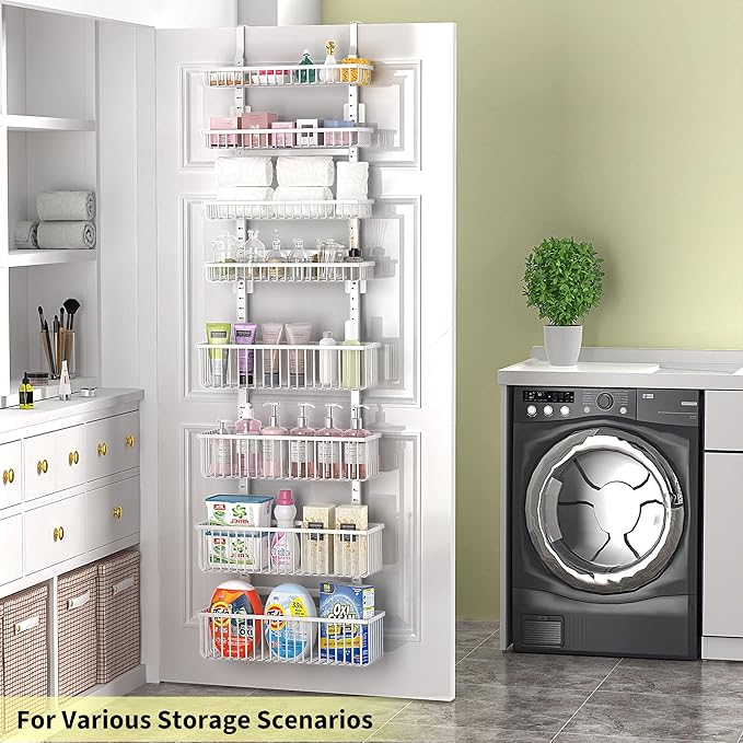 Over-the-Door Pantry Organizer — White Metal