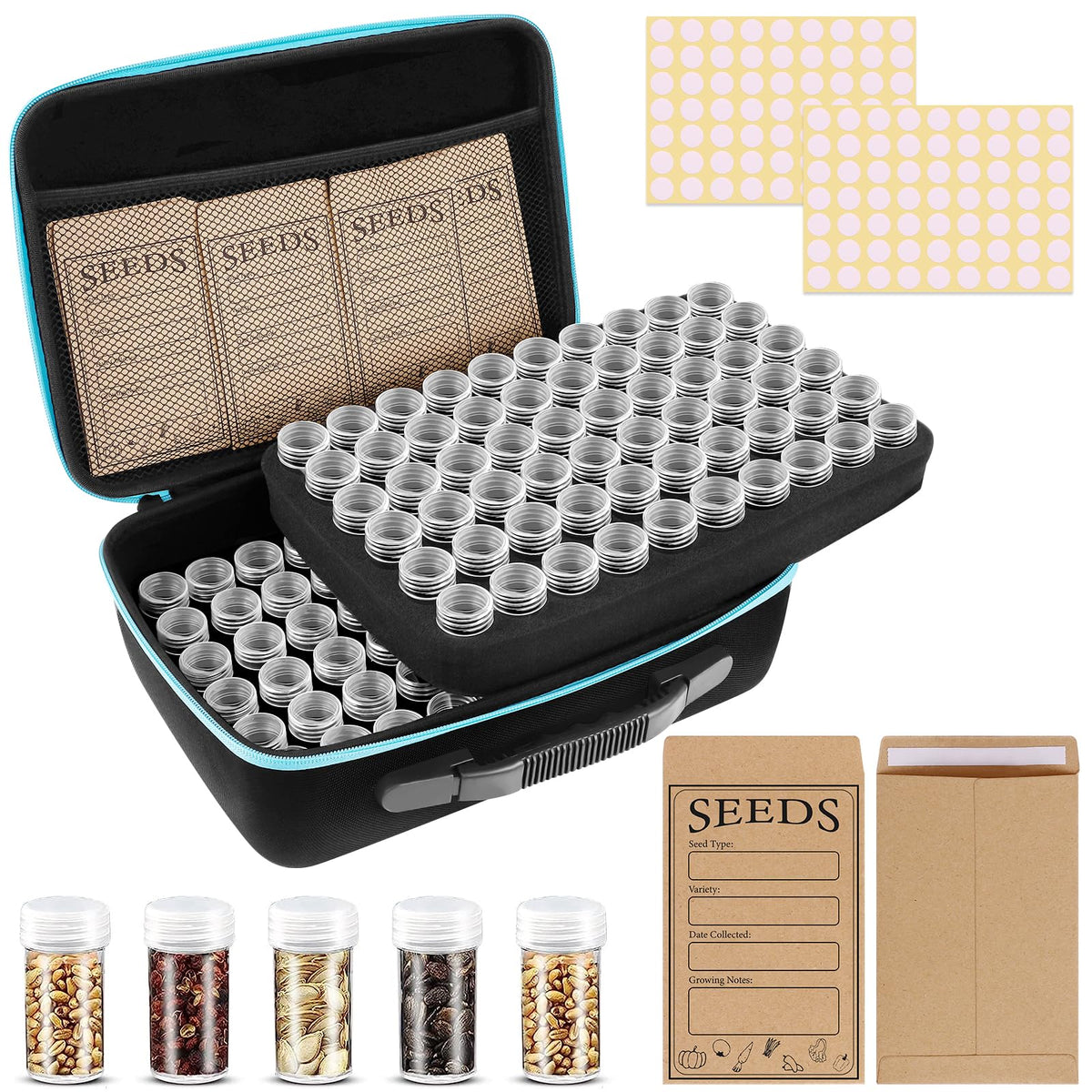 120 Slots Seed Storage Organizer with 20 Seed Envelopes - Image 1