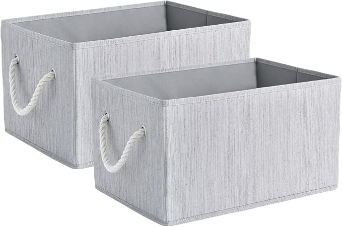 2 Pack Large Storage Baskets for Shelves | Fabric Closet Organizers and Storage Bins with Handles Home Organization | Decorative Collapsible Baskets for Organizing Clothes 14.7"x 10.24"x 8.27"
