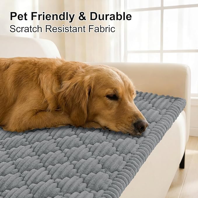 Smiry Pet Couch Cover for Dogs Washable, Non-Slip Fuzzy Couch Covers for 3 Cushion Sofa Pet Friendly, Soft Thick Furniture Protector Sofa Slipcover Mat for Dogs (Grey, 27.6" x 70.9")