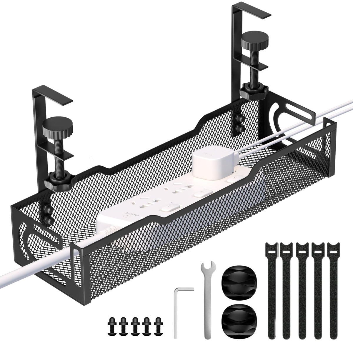 Under Desk Cable Management Tray, No Drill Mesh Cabl | Cable Managemen - Image 1