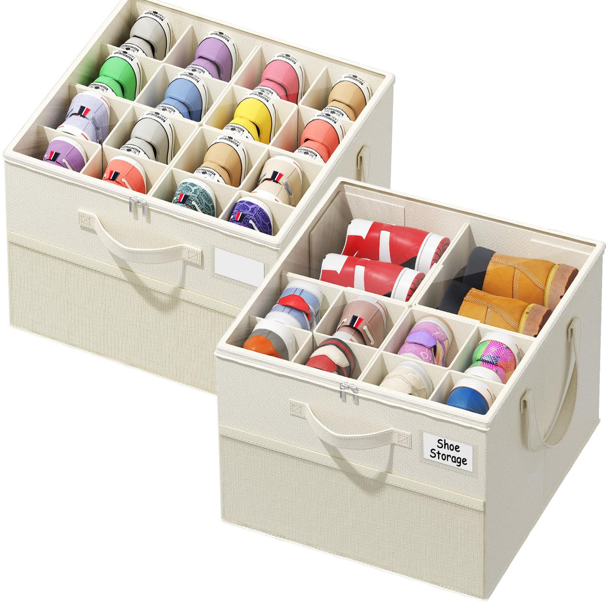 Plus Size 2 Pack Shoe Organizer for Closet, Foldable Shoe Storage - Image 1