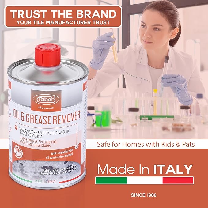 FABER Oil & Grease Stain Remover – Marble & Granite Cleaner – Easy to Use on Vertical Surfaces – Fast Acting Specific for Greasy and Oily Stains – Oil Spot Driveway Remover - 500ML