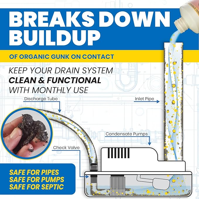 Uncle Todd's HVAC Drain Line Cleaner – 16 Months Supply Bleach-Free, Fast-Acting, Long-Lasting AC Drain Line Solution for Tough Clogs & Buildup