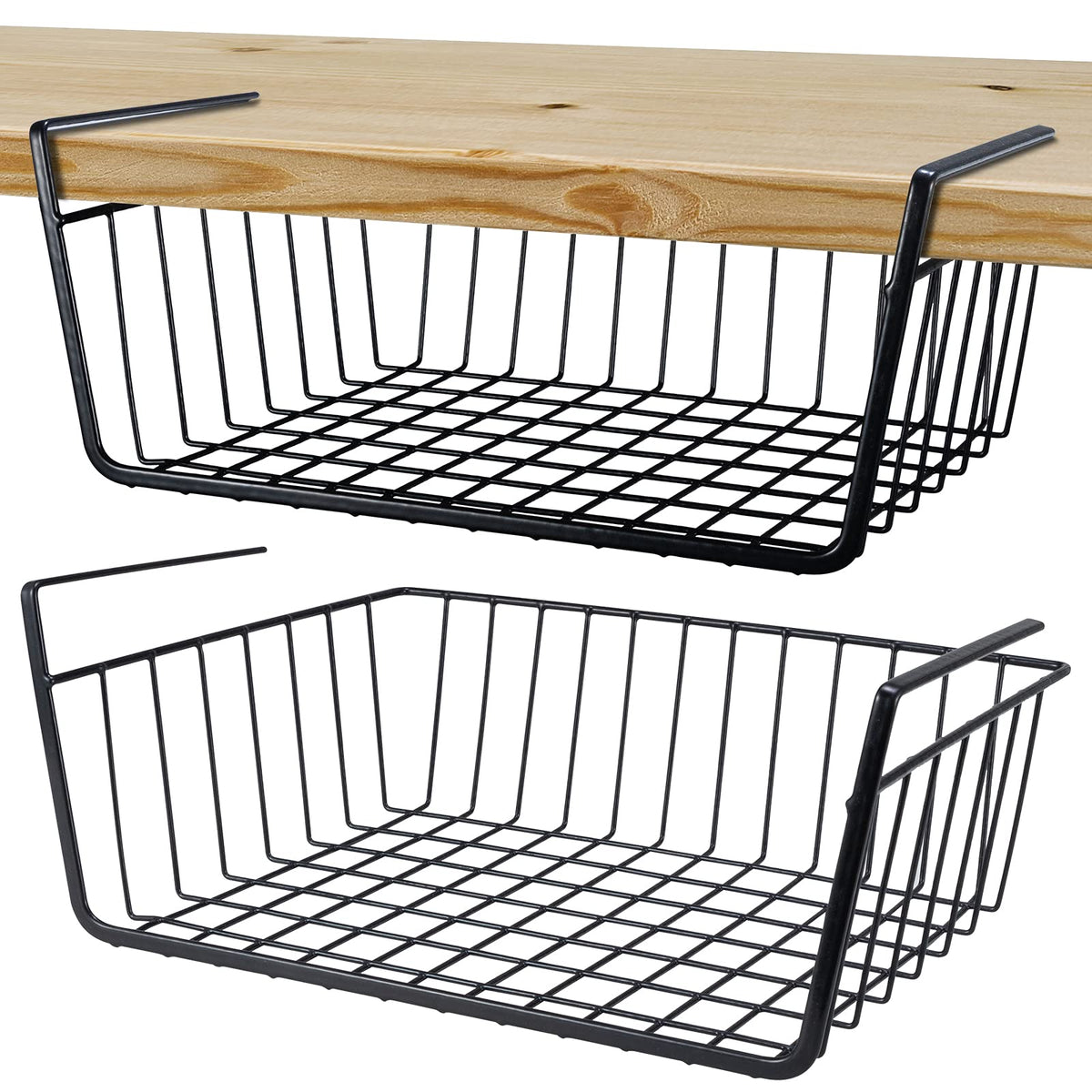 2Pcs Under Shelf Basket Metal Wire Under Cabinet Basket - Image 1