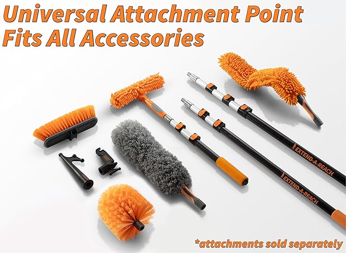 Soft Car Wash Brush Head with 5-Sided Soft Bristle // Soft Scrub RV Wash Brush for Vehicles // Twist-On Truck Washing Brush Fits Standard Acme Threaded Extension Poles (Pole Sold Separately)
