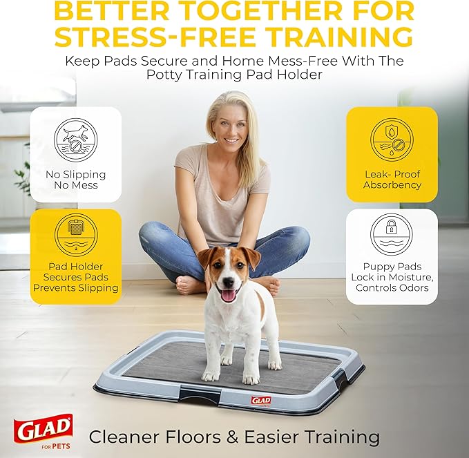 Glad for Pets Black Charcoal Puppy Pads - Super Absorbent Disposable Dog Pee Pads, Potty Training Pads, and Pet Supplies - Dog Pee Pads for Crate Training and Indoor Use 23" x 23" - 30 Count