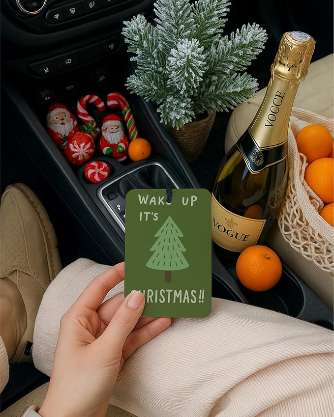 Christmas Berry Car Air Freshener 4 Pcs, Preppy Red and Green Christmas Xmas Tree Hohoho Hanging Air Freshener for Cars Closet Drawer Books, Cute Girly Car Accessories Mirror Decor for Women