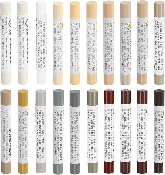 uxcell Furniture Repair Wax Crayons Kit, 20Pcs - Wood Filler Stick, Touch Up Furniture Markers - for Scratches Holes Tables Desks Wooden Floor Laminate Covers, Common Series