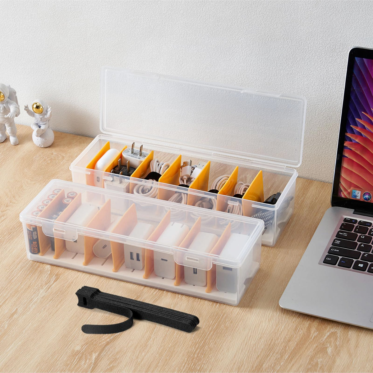 2 Pack Cable Organizer Storage Box with 16 Cable Tie | All Products - Image 1