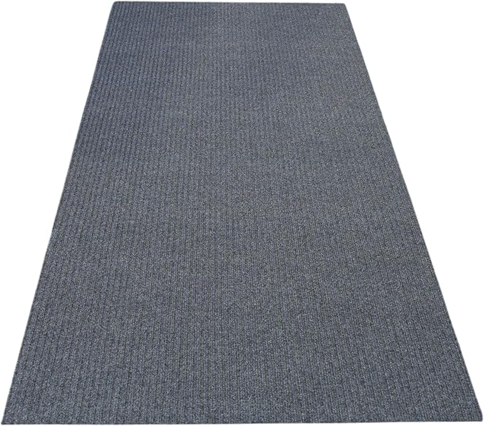 iCustomRug Ribbed Hallway Runner – 3'x12' Charcoal, Indoor/Outdoor, Non-Slip TPR Rubber Backing, Low-Profile All-Weather Carpet, Non-Shedding & Easy Care, Utility Rug Ideal for High Traffic Areas
