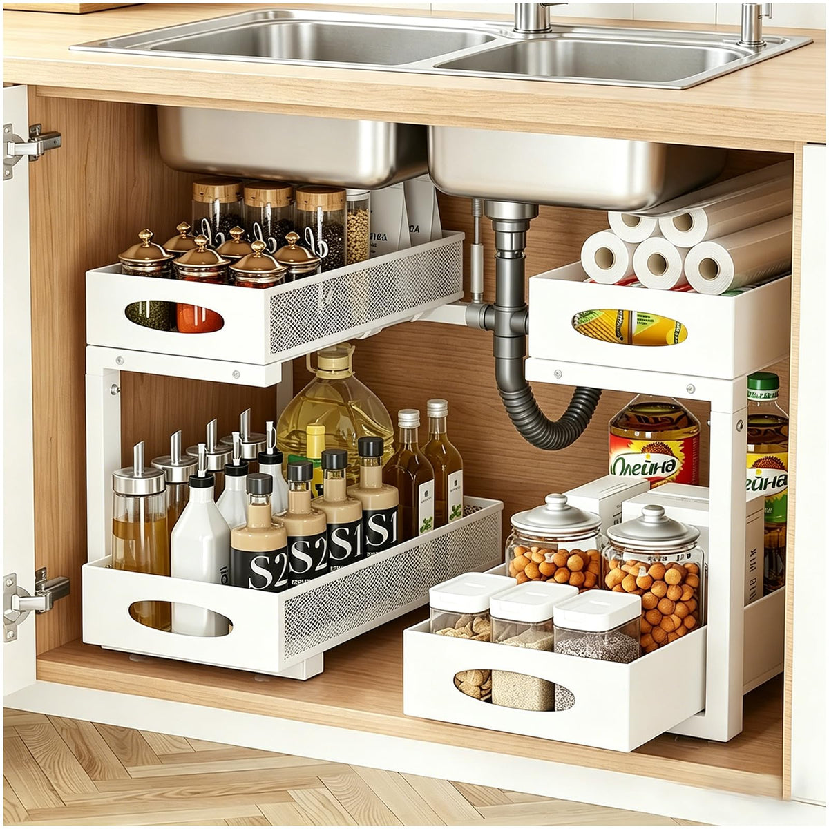 2 Pack Under Sink Organizer, 2-Tier Pull Out Kitchen | All Products - Image 1