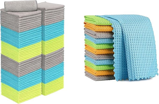 AIDEA Microfiber Cleaning Cloth-12PK, Lint Free Cloth for Glass, Polishing Cleaning Rags, Window Wipes, Kitchen Towels Dishcloths, Microfiber Towels for Car Detailing, Kitchen, Home-11×11"