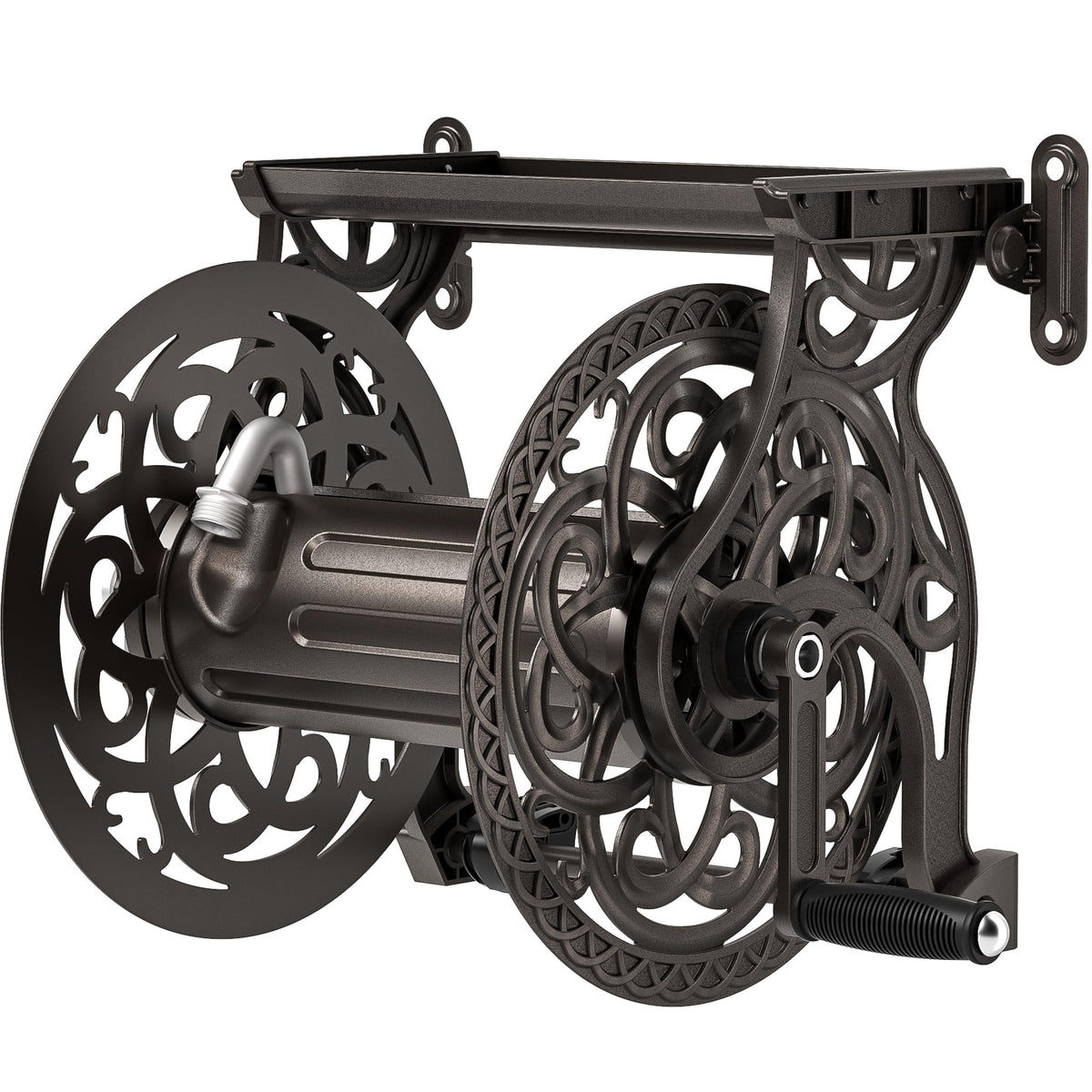 Garden Hose Reel Wall Mount Metal, Holds 125 ft x 5/8" - Image 1
